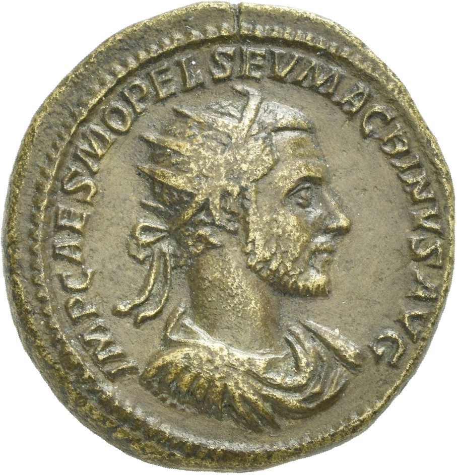 RIC IV Macrinus 173f Macrinus obverse, Bust of Macrinus, radiate, draped, cuirassed, right