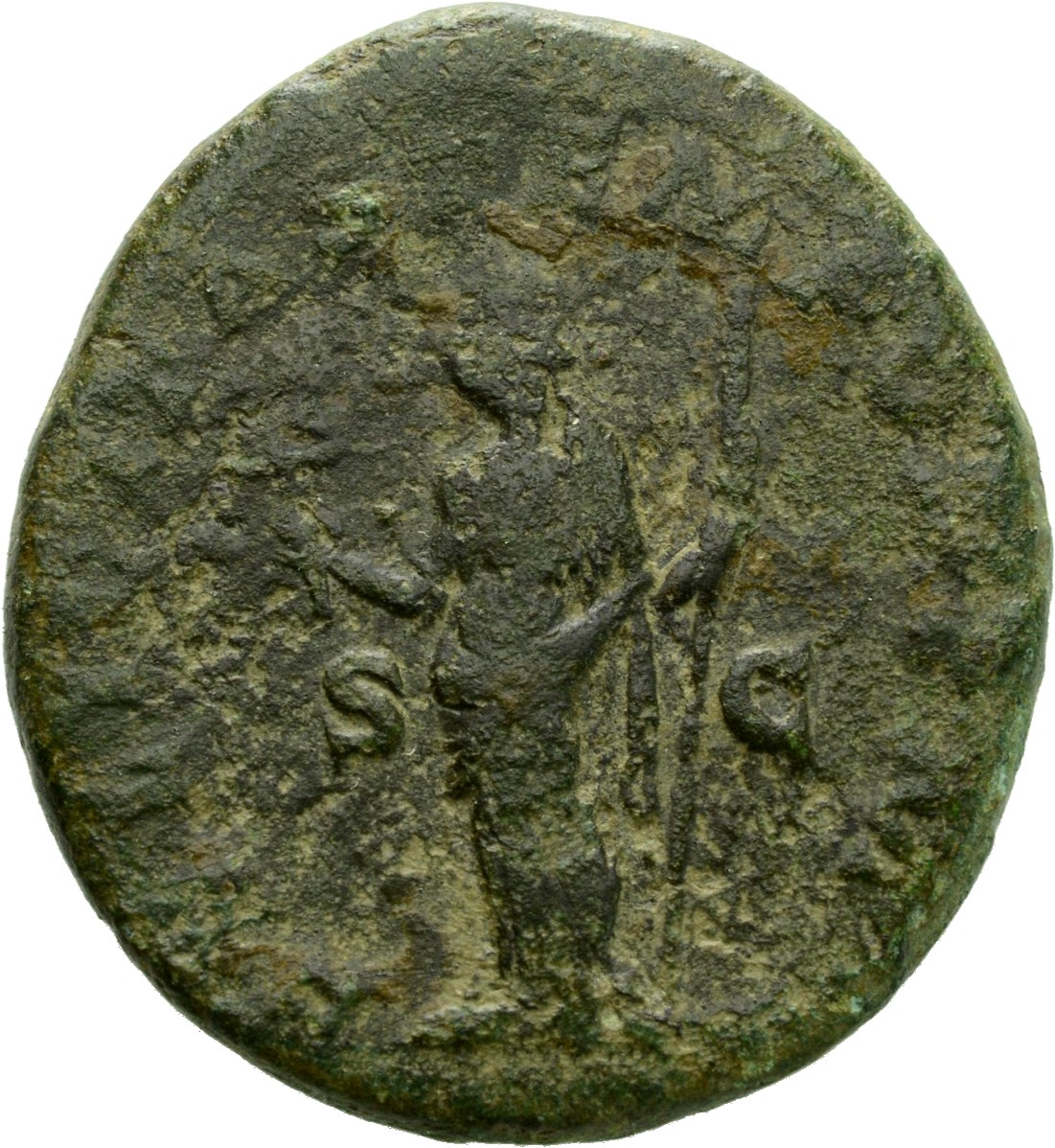 RIC IV Macrinus 178 Macrinus reverse, Felicitas, draped, standing left, holding short caduceus in right hand and sceptre i...