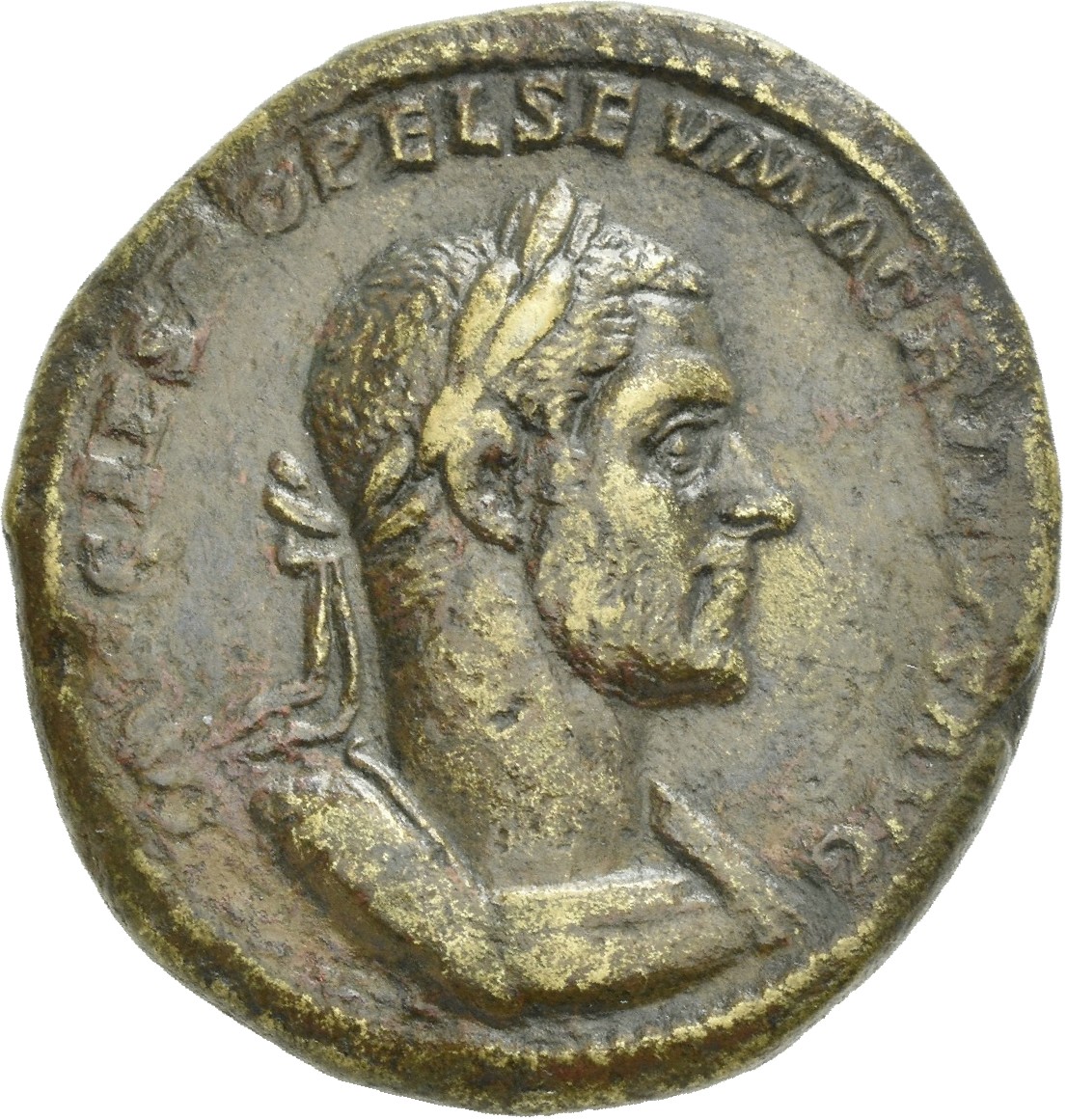 RIC IV Macrinus 182 Macrinus obverse, Bust of Macrinus, laureate, cuirassed, right