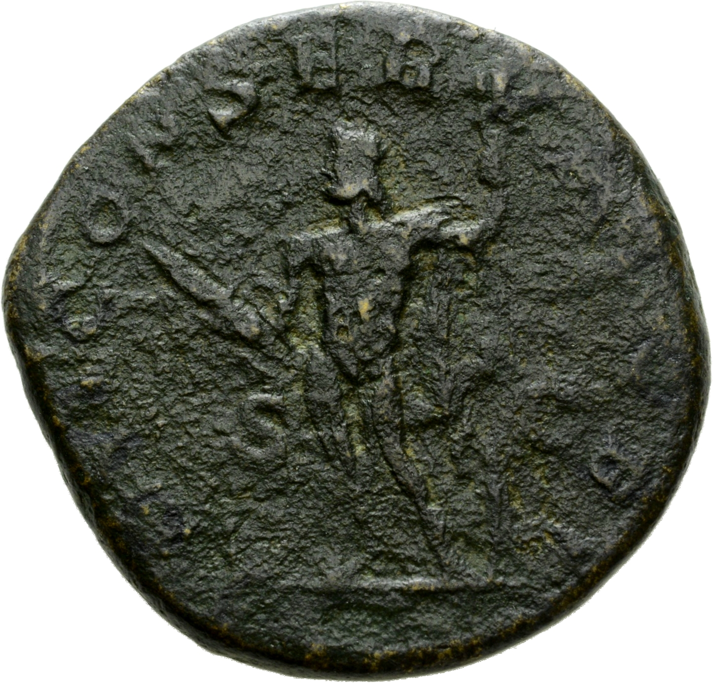 RIC IV Macrinus 186b Macrinus reverse, Jupiter, nude except cloak over left arm, standing left, holding thunderbolt in rig...