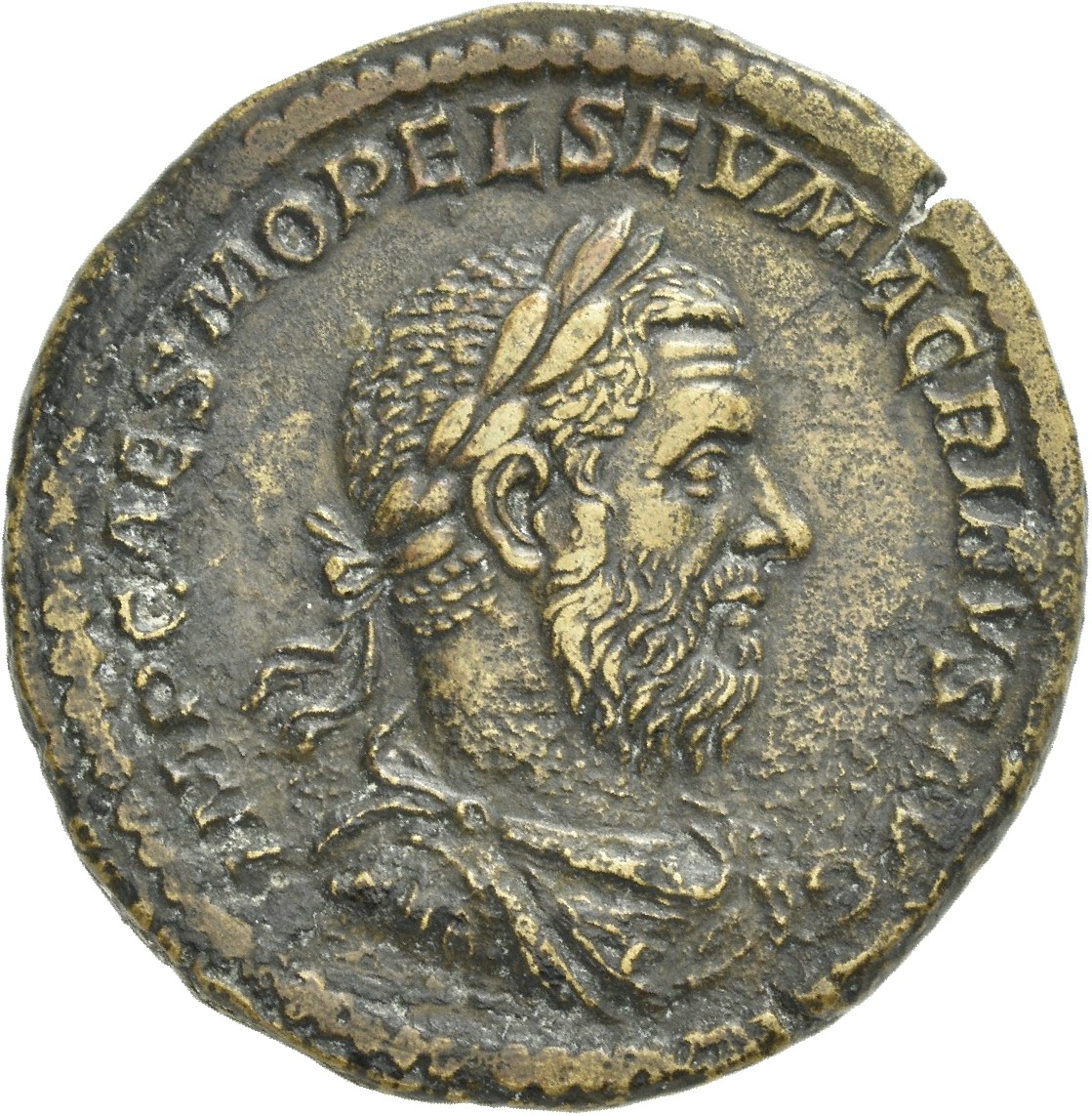 RIC IV Macrinus 186c Macrinus obverse, Bust of Macrinus, laureate, draped, cuirassed, right