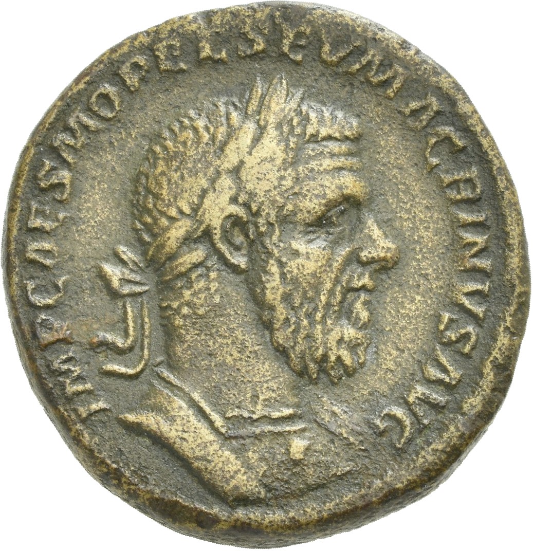RIC IV Macrinus 209 Macrinus obverse, Bust of Macrinus, laureate, cuirassed, right