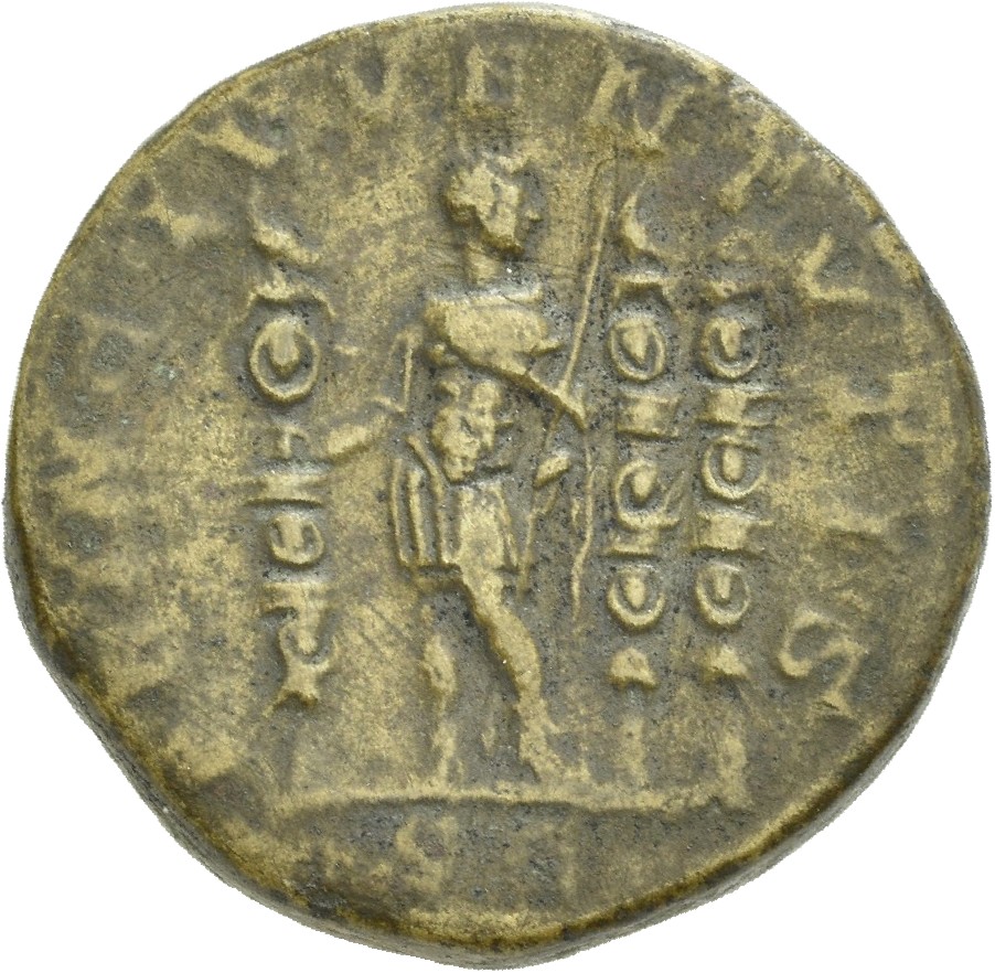 RIC IV Macrinus 212a Diadumenian reverse, Diadumenian, standing front, head right, holding standard in right hand and scep...