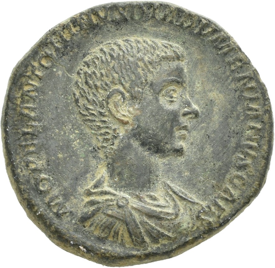 RIC IV Macrinus 212b Diadumenian obverse, Bust of Diadumenian, bare-headed, draped, cuirassed, right