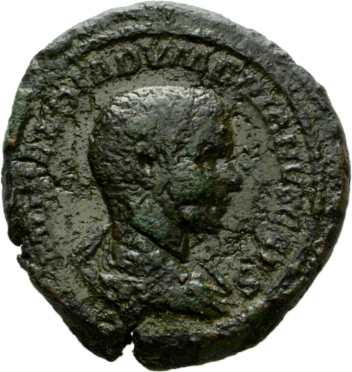 RIC IV Macrinus 216 Diadumenian obverse, Bust of Diadumenian, bare-headed, draped, right