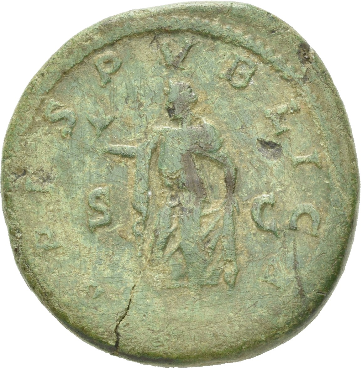 RIC IV Macrinus 219 Diadumenian reverse, Spes, draped, walking left, holding flower in right hand, raising skirt with left...