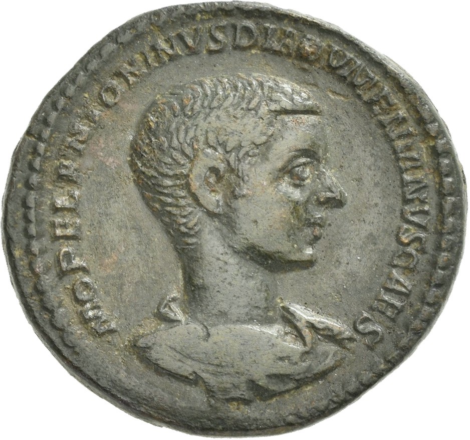 RIC IV Macrinus 220 (as) Diadumenian obverse, Bust of Diadumenian, bare-headed, draped, cuirassed, right