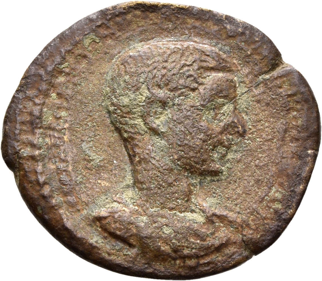 RIC IV Macrinus 220 (as) Diadumenian obverse — Bust of Diadumenian, bare-headed, draped, cuirassed, right