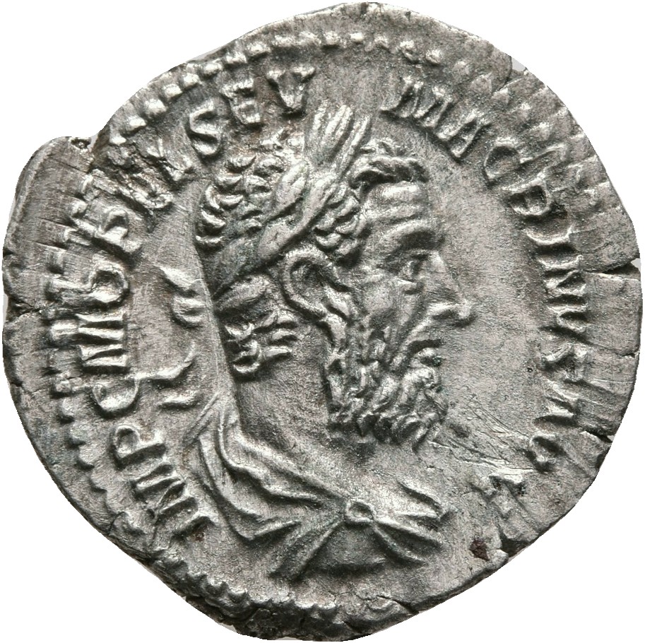 RIC IV Macrinus 26c Macrinus obverse, Bust of Macrinus, laureate, long bearded, draped, cuirassed, right