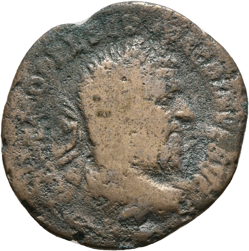 RIC IV Macrinus 27c Macrinus obverse — Bust of Macrinus, laureate, long bearded, draped, cuirassed, right