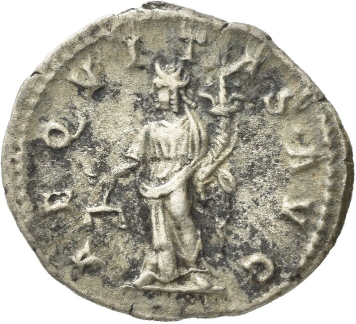 RIC IV Macrinus 53a Macrinus reverse, Aequitas, draped, head left, standing front, holding scales in right hand and cornuc...