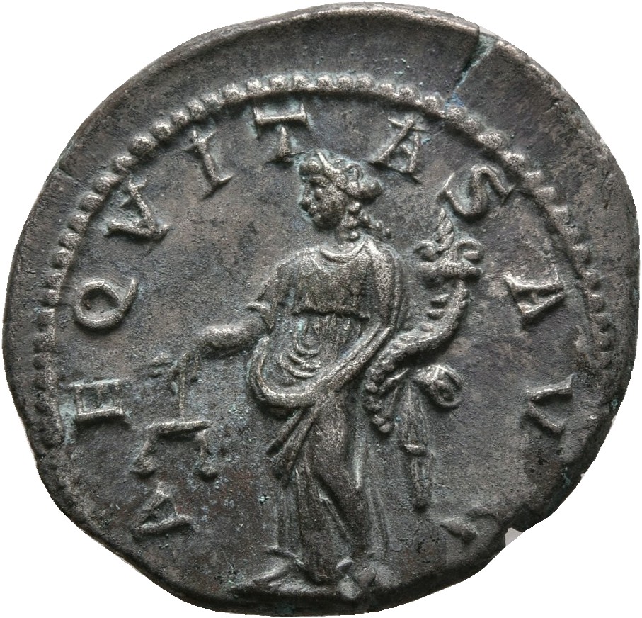 RIC IV Macrinus 53b Macrinus reverse, Aequitas, draped, head left, standing front, holding scales in right hand and cornuc...