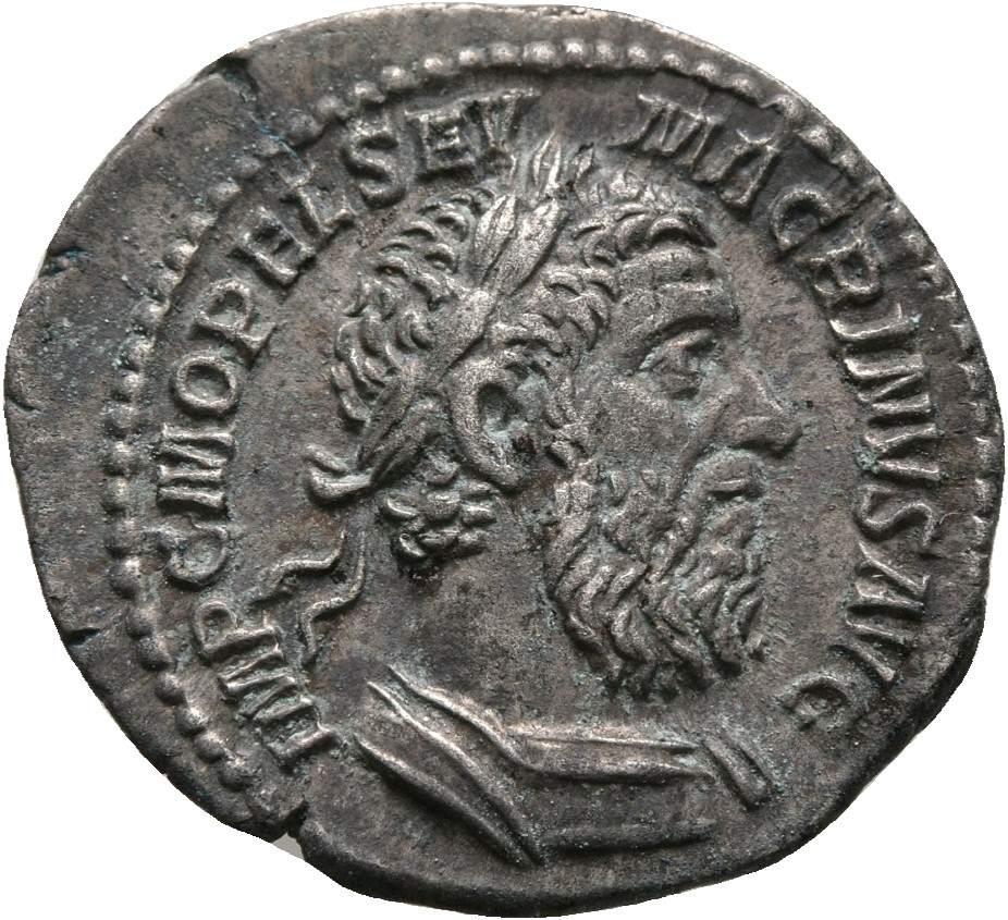 RIC IV Macrinus 53b Macrinus obverse, Bust of Macrinus, laureate, long bearded, cuirassed, right