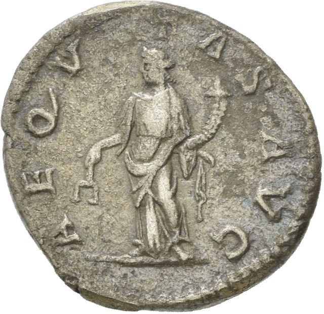 RIC IV Macrinus 53b Macrinus reverse, Aequitas, draped, head left, standing front, holding scales in right hand and cornuc...