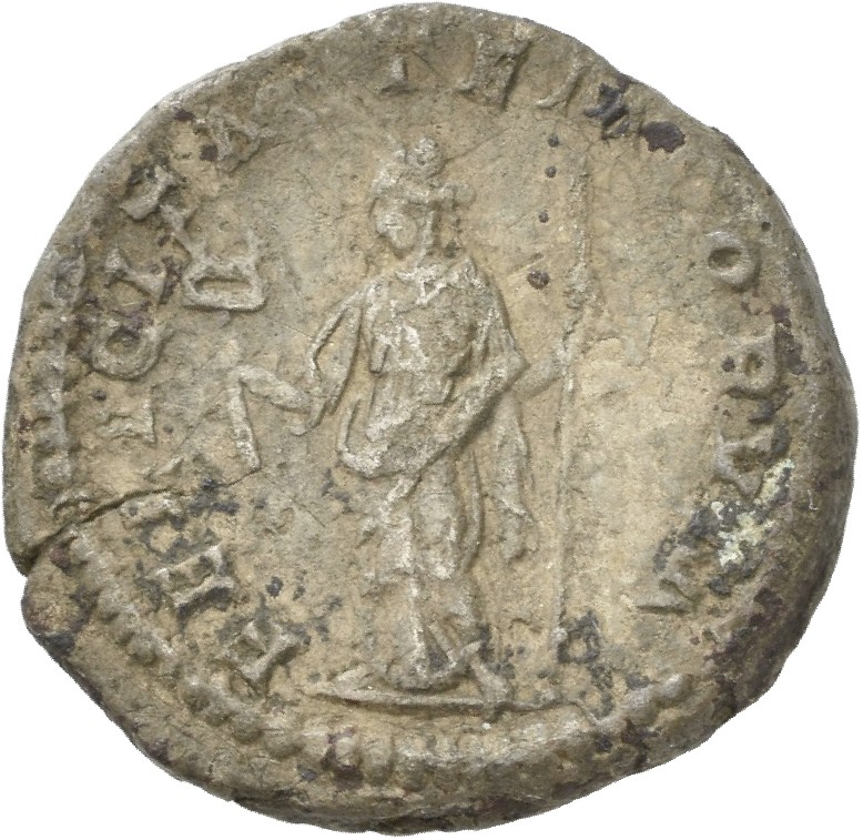 RIC IV Macrinus 63e Macrinus reverse, Felicitas, draped, standing left, holding long caduceus in right hand and cornucopia...