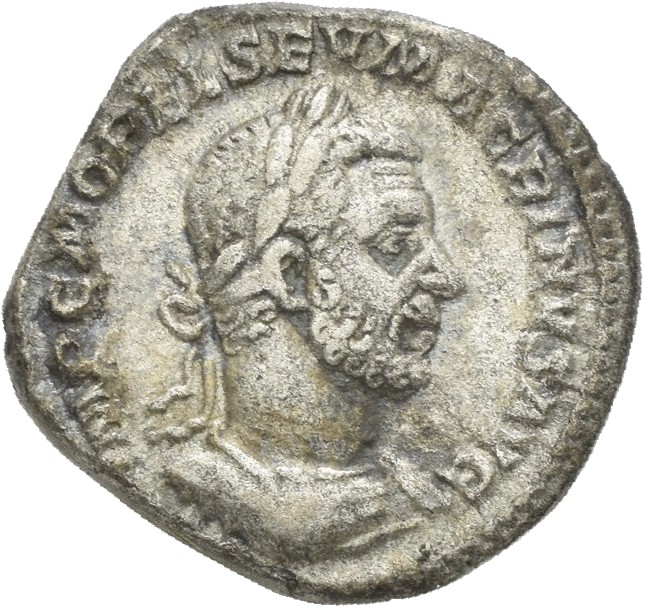 RIC IV Macrinus 68b Macrinus obverse, Bust of Macrinus, laureate, cropped bearded, cuirassed, right