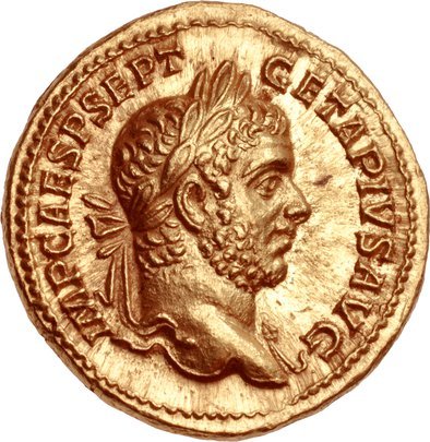 RIC IV Macrinus 73b Macrinus obverse, Bust of Macrinus, laureate, long bearded, cuirassed, right