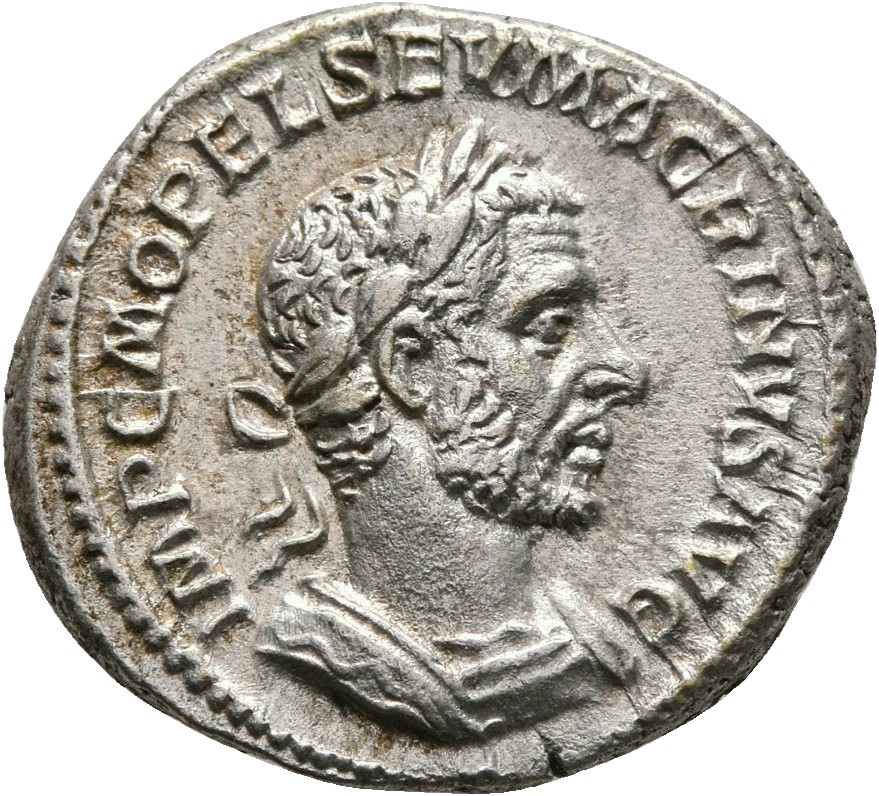 RIC IV Macrinus 76b Macrinus obverse, Bust of Macrinus, laureate, cropped bearded, cuirassed, right