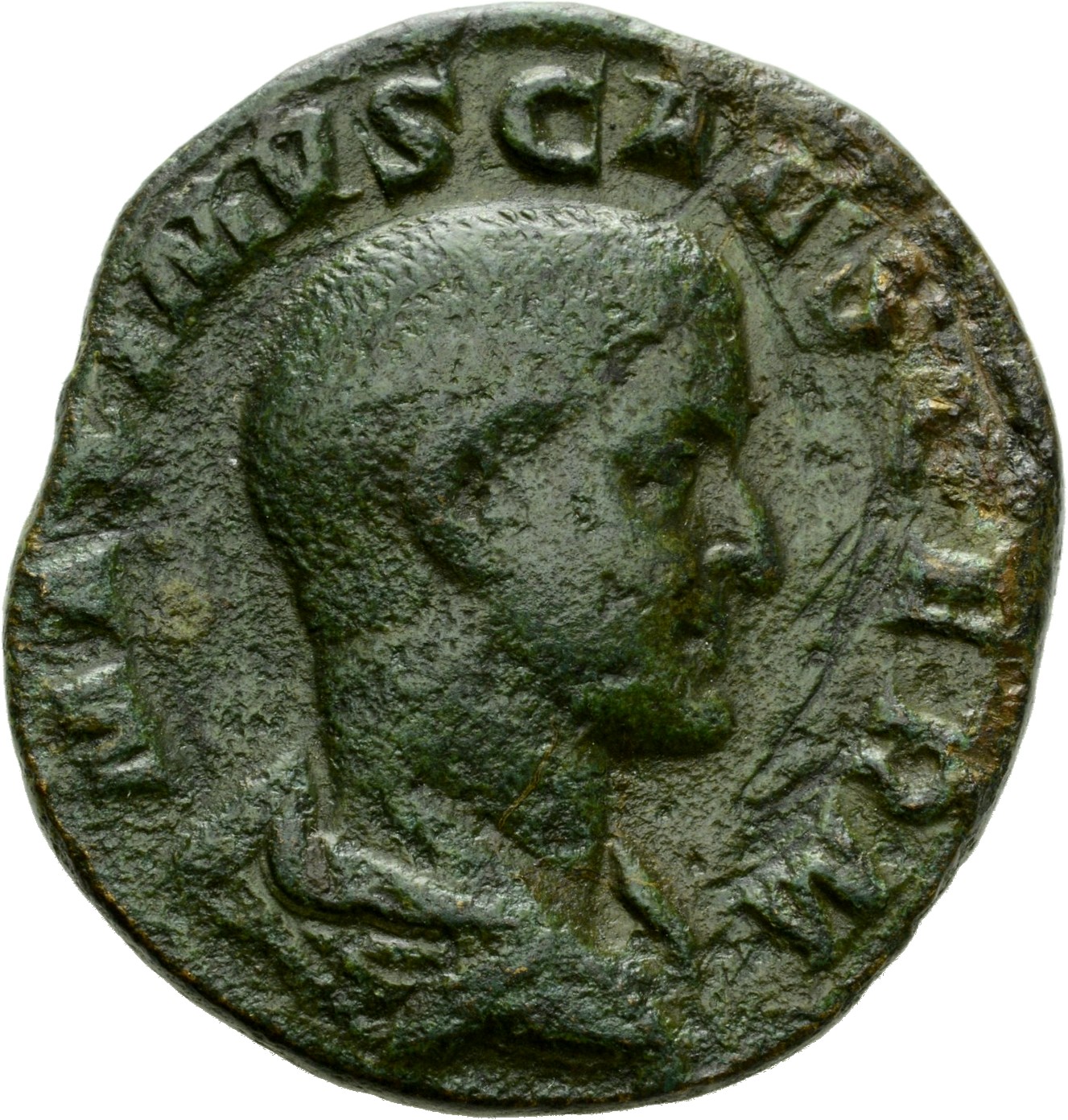 RIC IV Maximus 13 Maximinus Thrax obverse, Bust of Maximus, bare-headed, draped, right