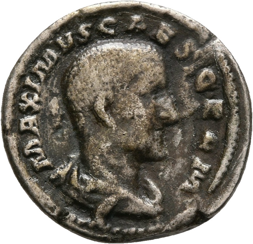 RIC IV Maximus 2 Maximinus Thrax obverse, Bust of Maximus, bare-headed, draped, right