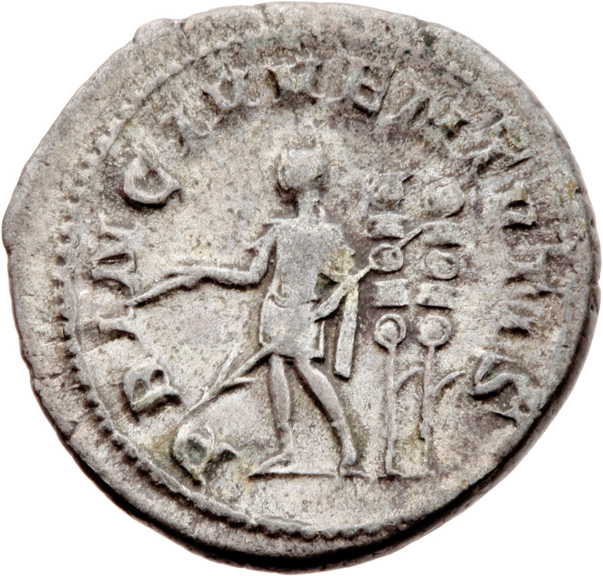RIC IV Maximus 3 (denarius) Maximinus Thrax reverse, Maximus, in military attire, standing left, holding baton in right ha...