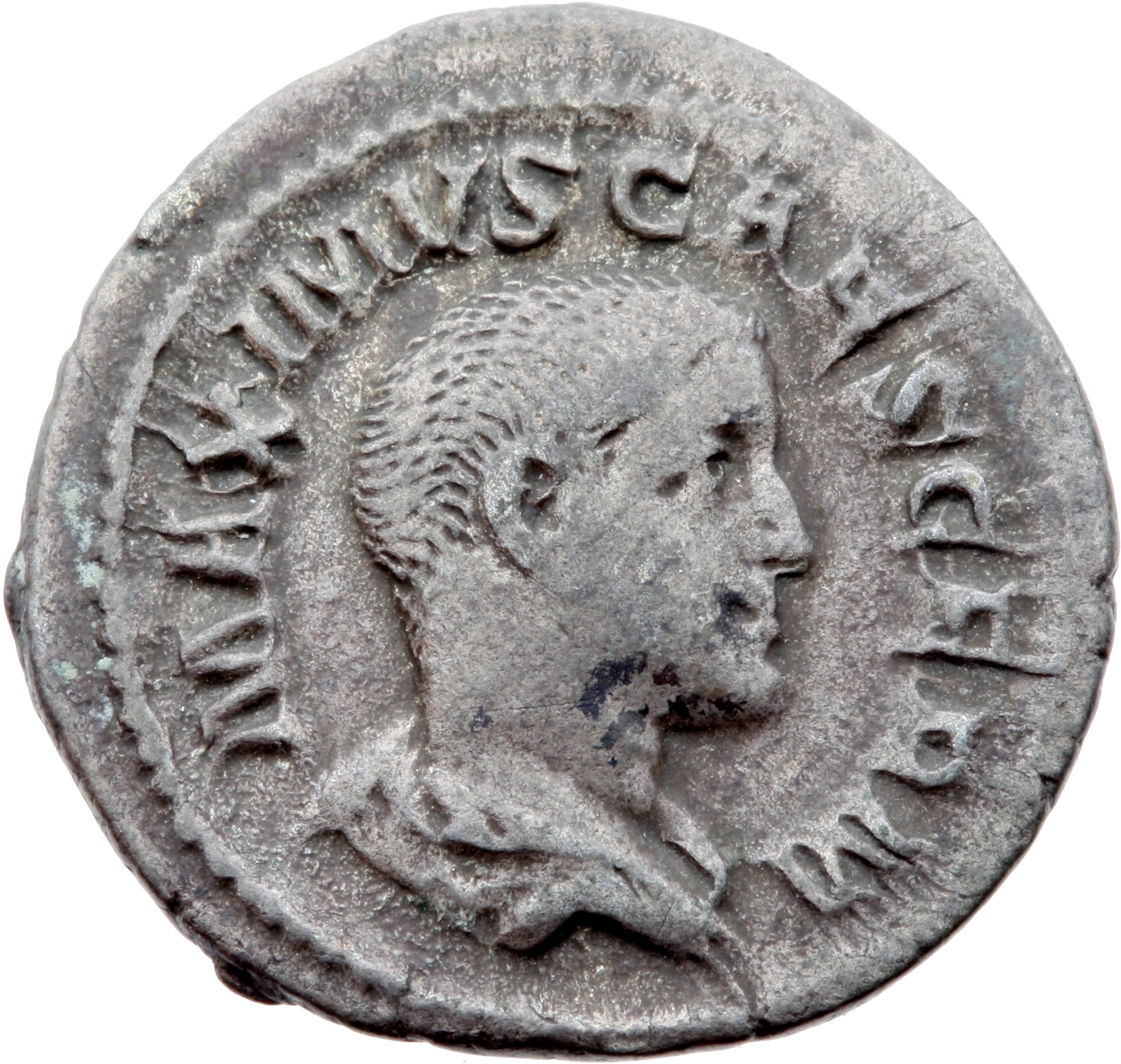 RIC IV Maximus 3 (denarius) Maximinus Thrax obverse, Bust of Maximus, bare-headed, draped, right