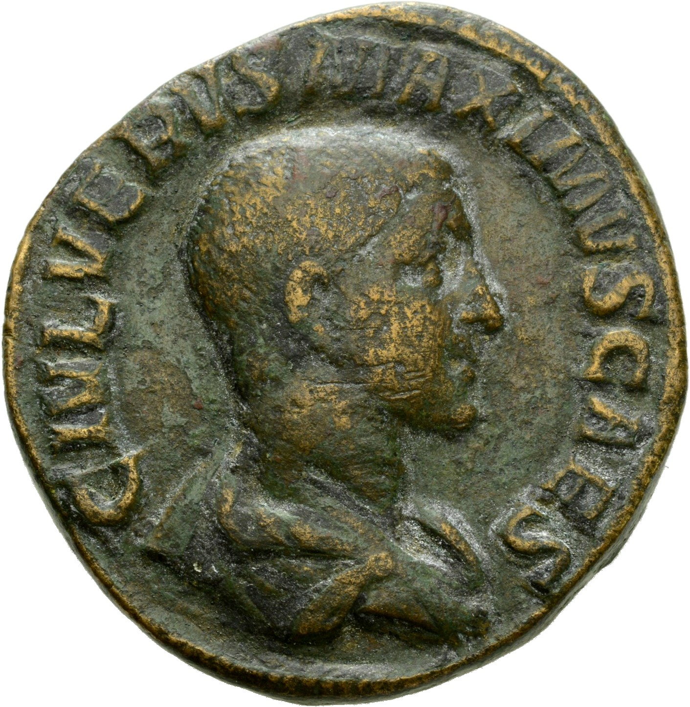 RIC IV Maximus 9 Maximinus Thrax obverse, Bust of Maximus, bare-headed, draped, right
