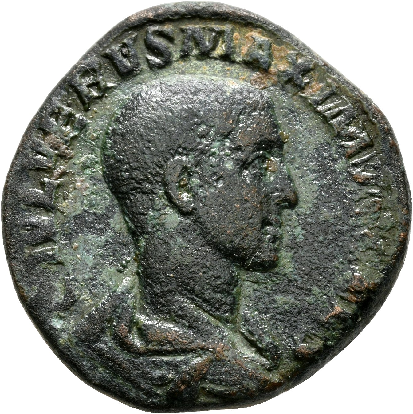 RIC IV Maximus 9 Maximinus Thrax obverse, Bust of Maximus, bare-headed, draped, right