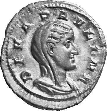 RIC IV Caecilia Paulina 2 (denarius) Maximinus Thrax obverse, Bust of Paulina, veiled, draped, right