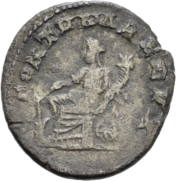 RIC IV Pacatianus 4 Pacatianus reverse, Fortuna, draped, seated left, holding rudder in right and cornucopiae in left; und...