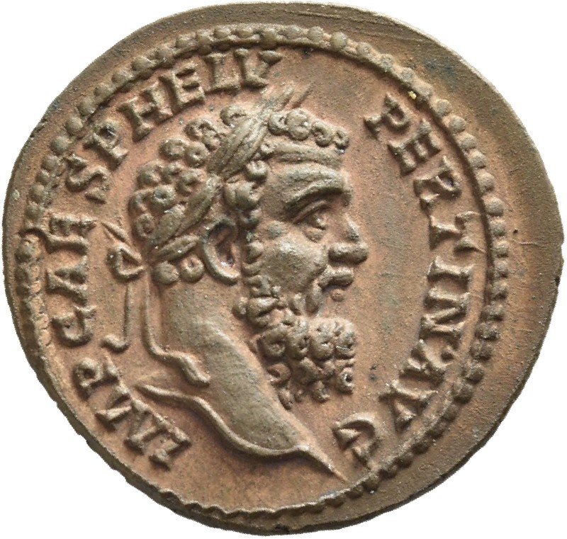 RIC IV Pertinax 11 Pertinax obverse, Drapierte Panzerbüste des Pertinax mit Lorbeerkranz in der Rückenansicht nach r.