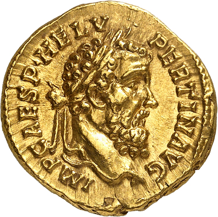 RIC IV Pertinax 11A (aureus) Pertinax obverse, Head of Pertinax, laureate, right