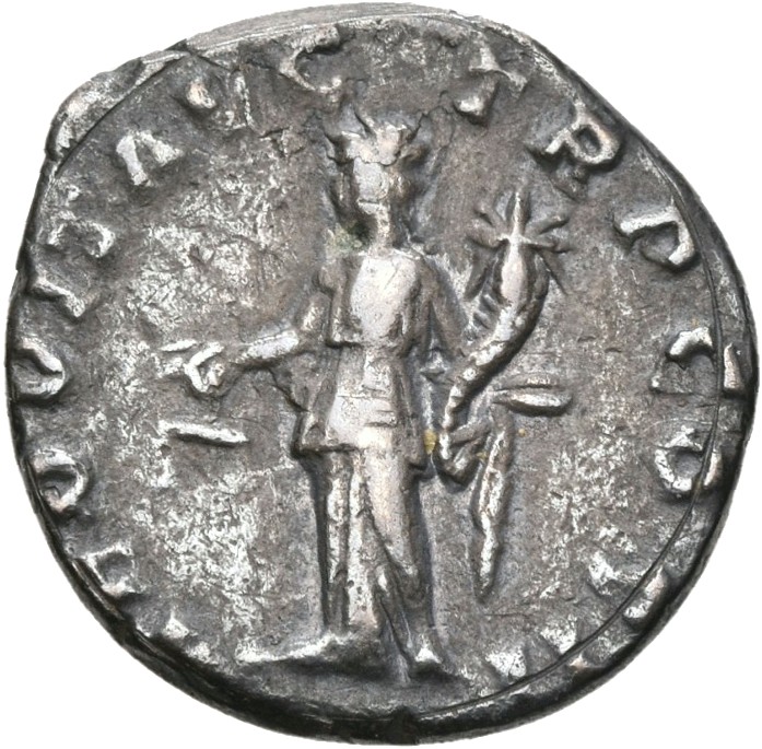 RIC IV Pertinax 1A Pertinax reverse — Aequitas, draped, standing left, holding scales in right hand and cornucopiae in lef...