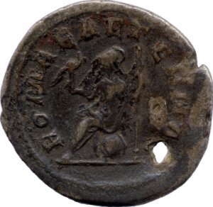 RIC IV Philip I 106A Philip The Arab reverse, Roma, helmeted, draped, seated left, holding Victory, winged, draped, in rig...