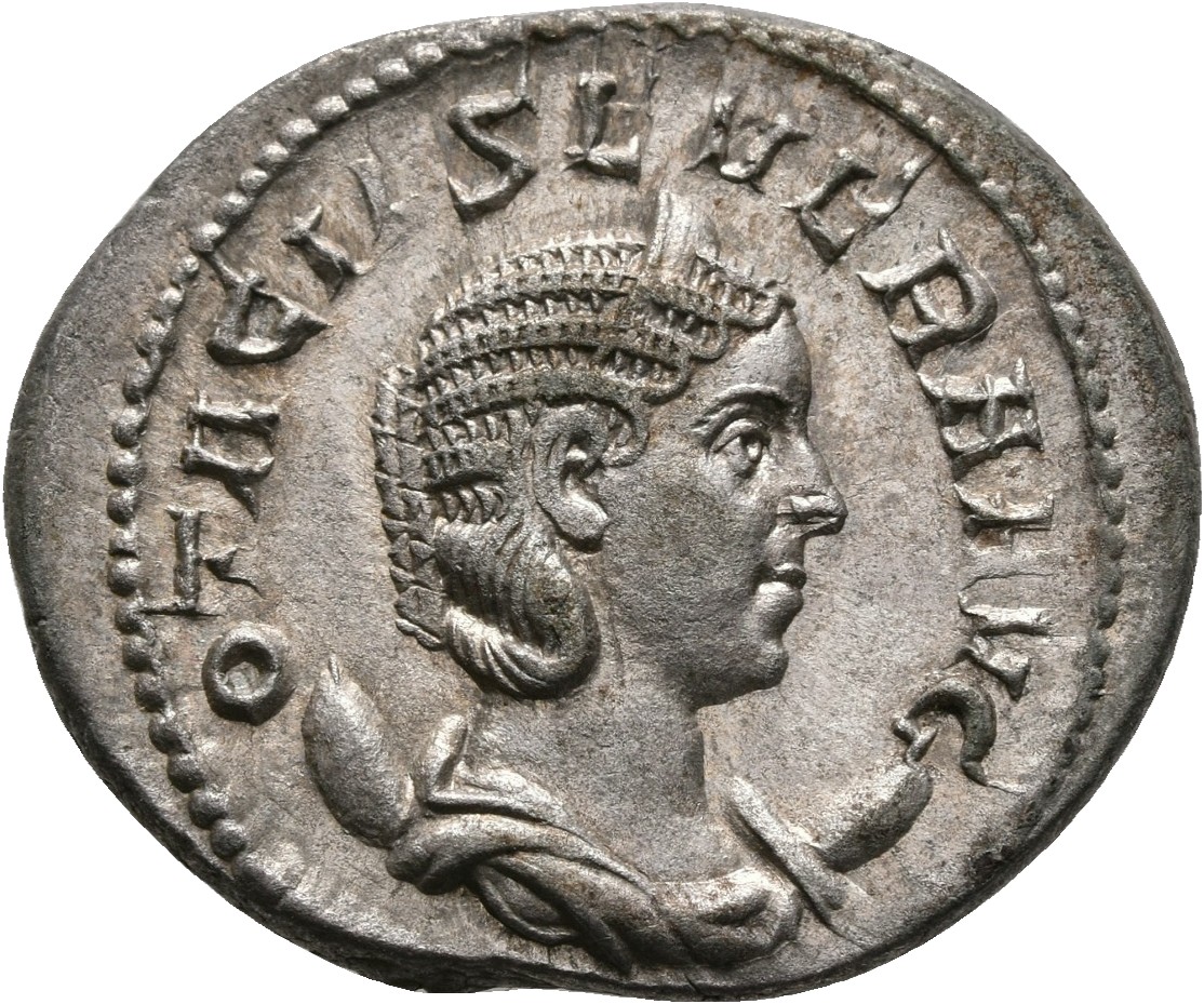 RIC IV Philip I 115 Philip The Arab obverse, Bust of Otacilia Severa, diademed, draped, on crescent, right