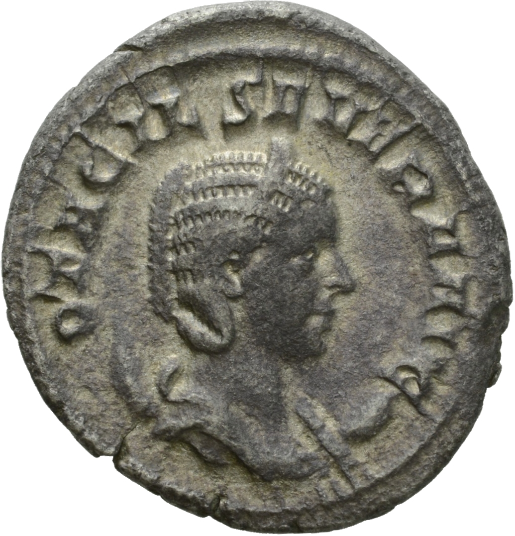 RIC IV Philip I 116B Philip The Arab obverse, Bust of Otacilia Severa, diademed, draped, on crescent, right