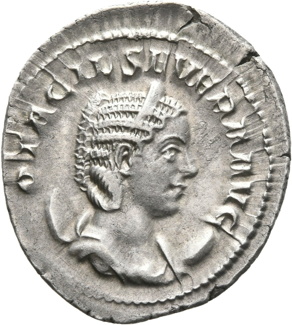 RIC IV Philip I 116B Philip The Arab obverse — Bust of Otacilia Severa, diademed, draped, on crescent, right