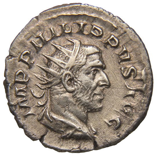 RIC IV Philip I 12 Philip The Arab obverse, Bust of Philip the Arab, radiate, draped, cuirassed, right