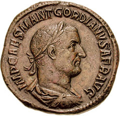 RIC IV Philip I 12 Philip The Arab obverse — Bust of Philip the Arab, radiate, draped, cuirassed, right