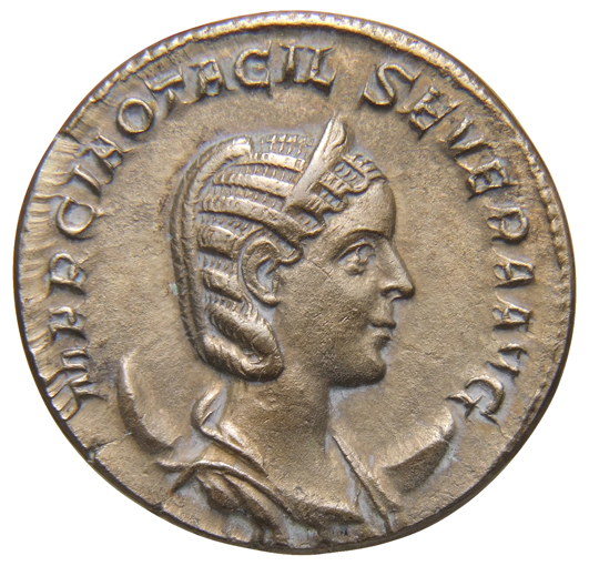 RIC IV Philip I 120B Philip The Arab obverse, Bust of Otacilia Severa, diademed, draped, on crescent, right