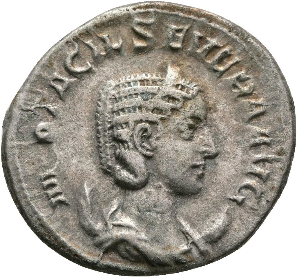 RIC IV Philip I 126 Philip The Arab obverse, Bust of Otacilia Severa, diademed, draped, on crescent, right