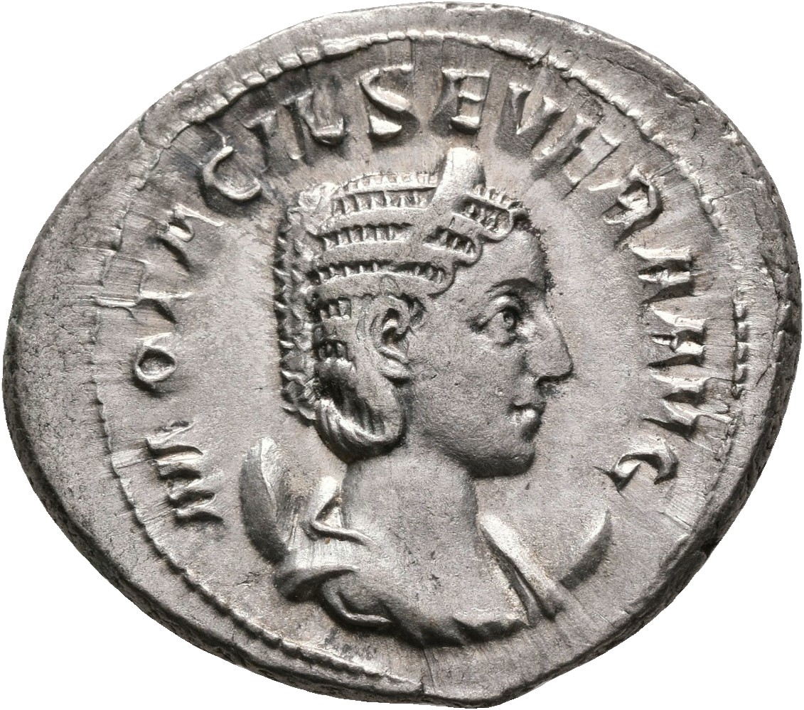 RIC IV Philip I 126 Philip The Arab obverse — Bust of Otacilia Severa, diademed, draped, on crescent, right