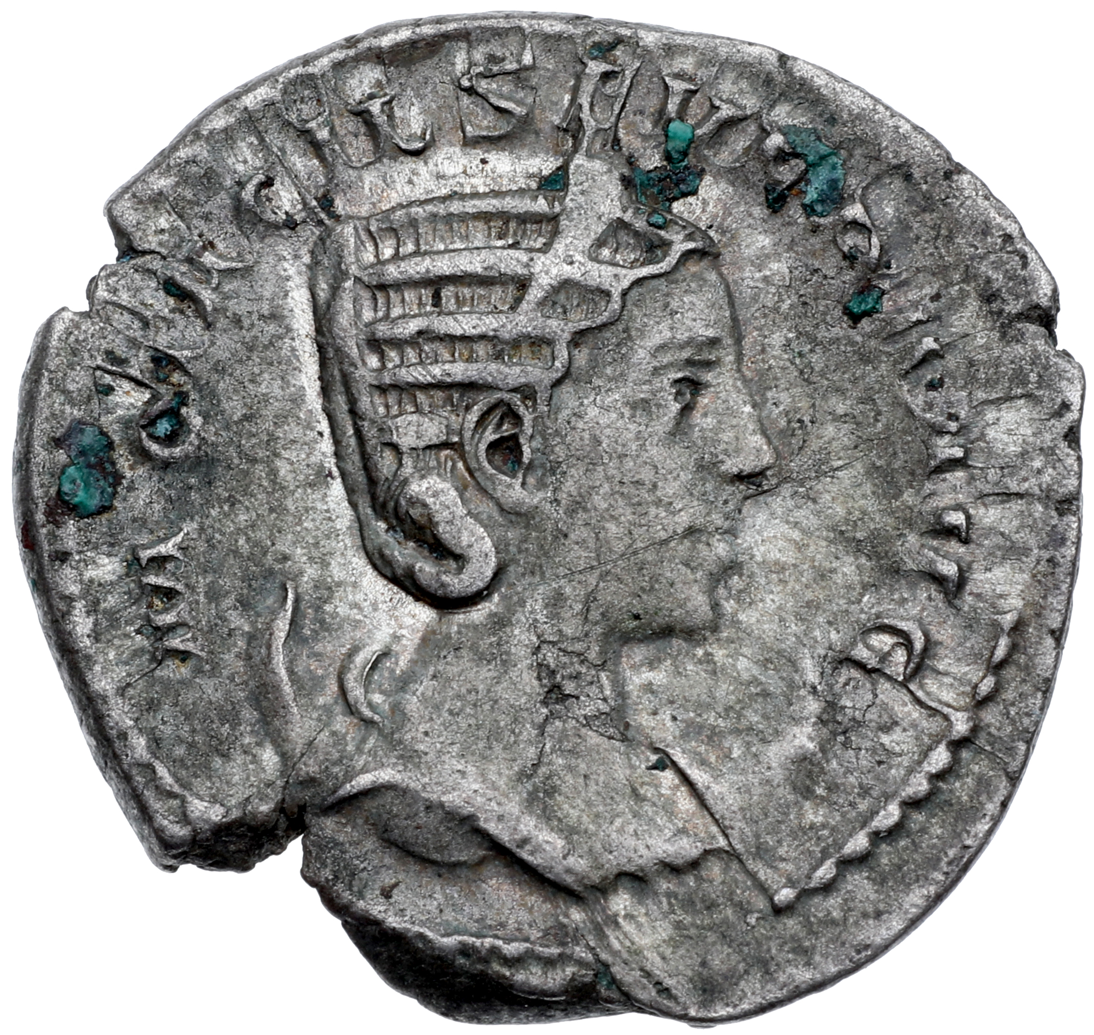 RIC IV Philip I 127 Philip The Arab obverse, Bust of Otacilia Severa, diademed, draped, on crescent, right