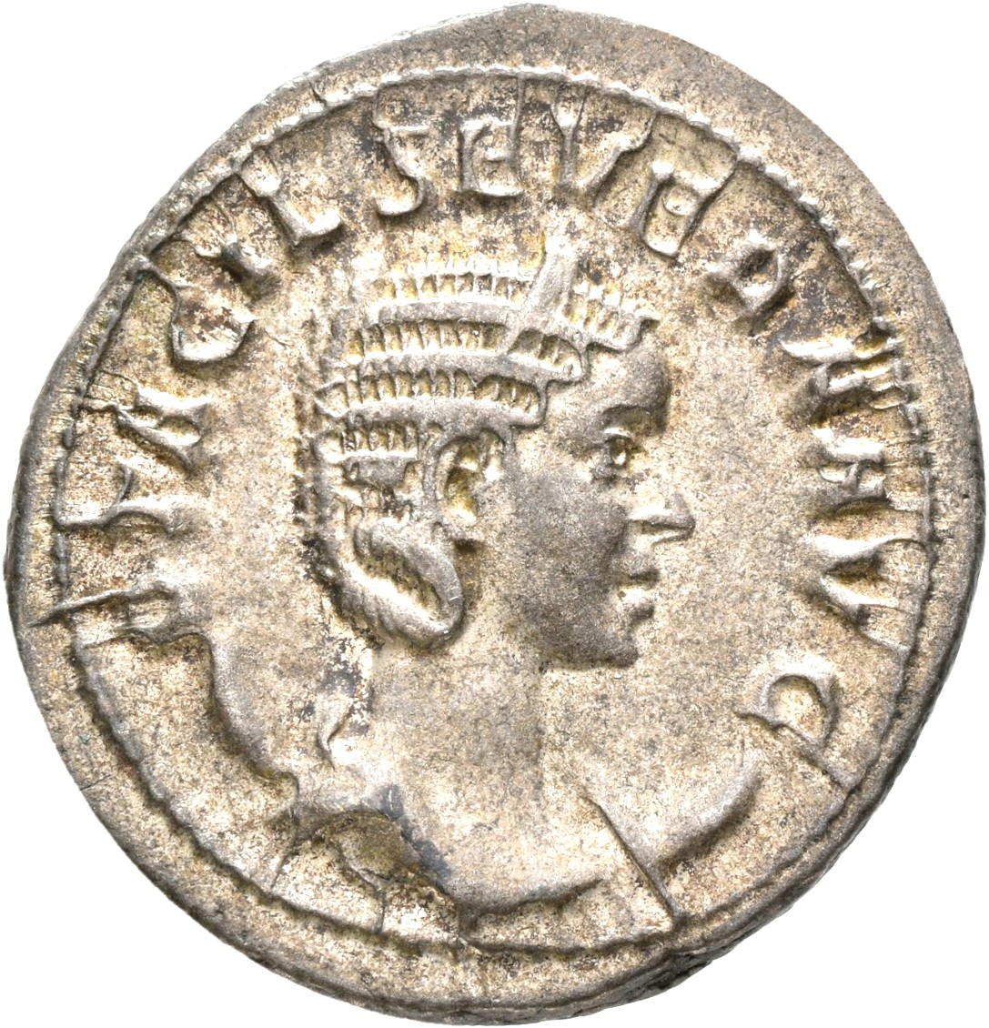 RIC IV Philip I 129 Philip The Arab obverse — Bust of Otacilia Severa, diademed, draped, on crescent, right