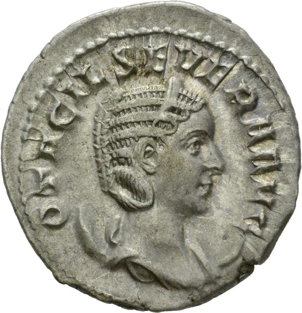 RIC IV Philip I 130 Philip The Arab obverse, Bust of Otacilia Severa, diademed, draped, on crescent, right