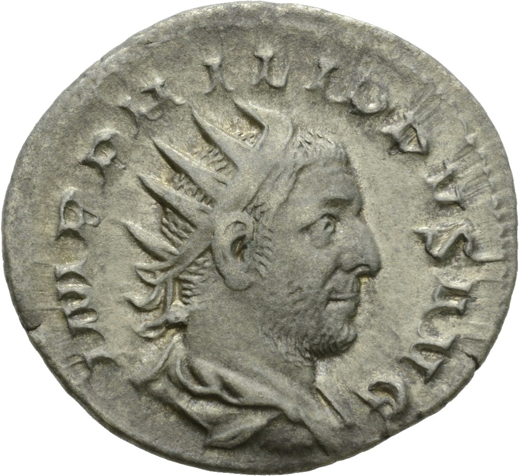RIC IV Philip I 15 Philip The Arab obverse, Bust of Philip the Arab, radiate, draped, cuirassed, right