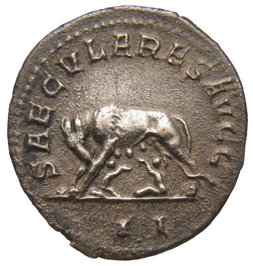 RIC IV Philip I 15 Philip The Arab reverse, She-wolf, standing left, suckling the twins