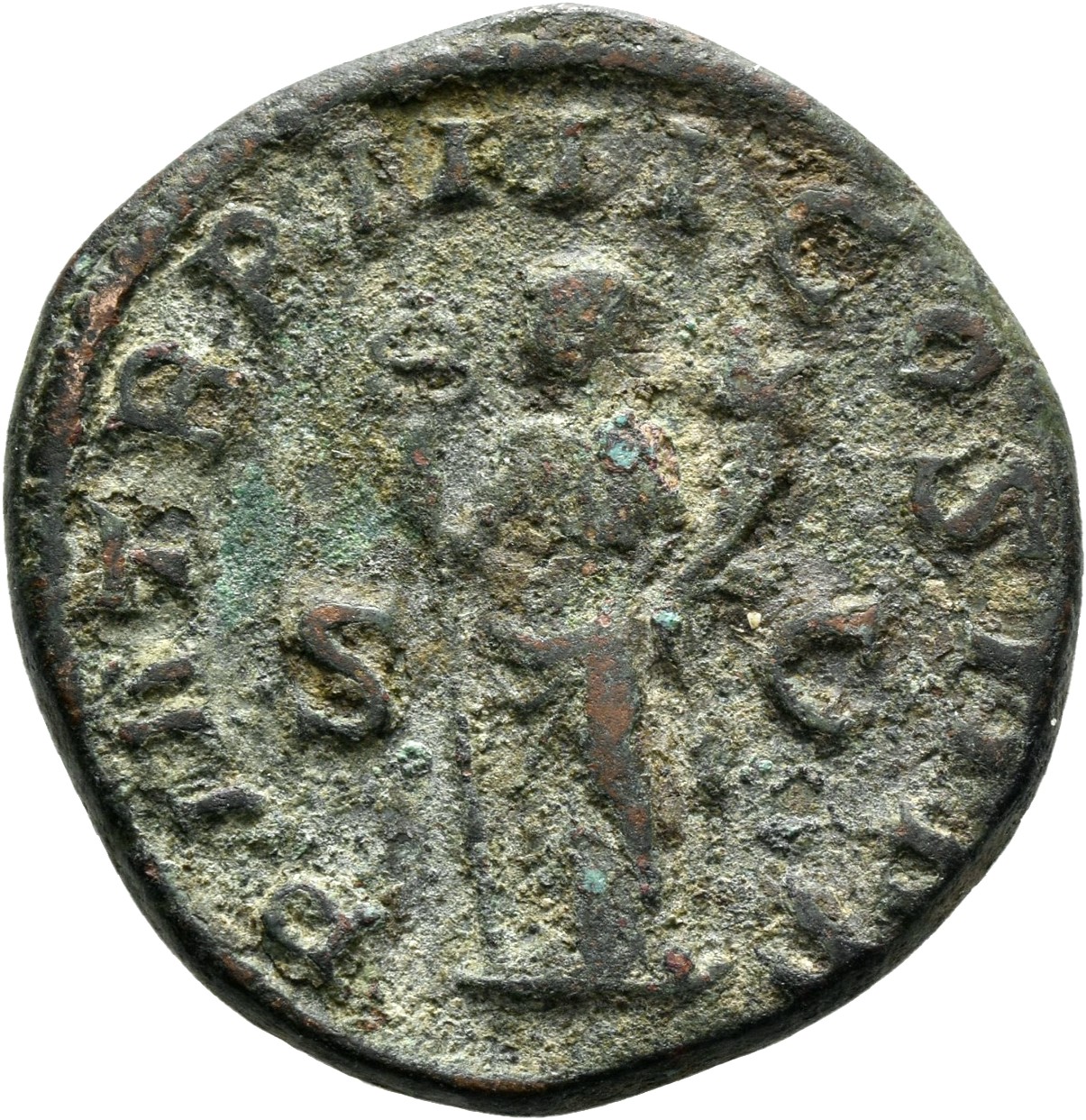 RIC IV Philip I 150A Philip The Arab reverse — Felicitas, draped, standing left, holding long caduceus in right hand and c...