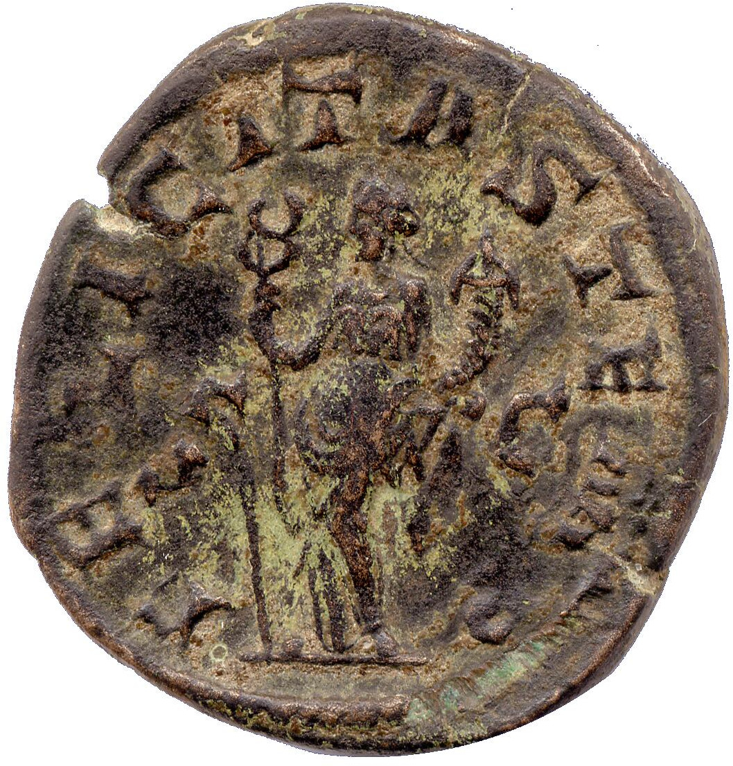 RIC IV Philip I 169A Philip The Arab reverse, Felicitas, draped, standing left, holding long caduceus in right hand and co...
