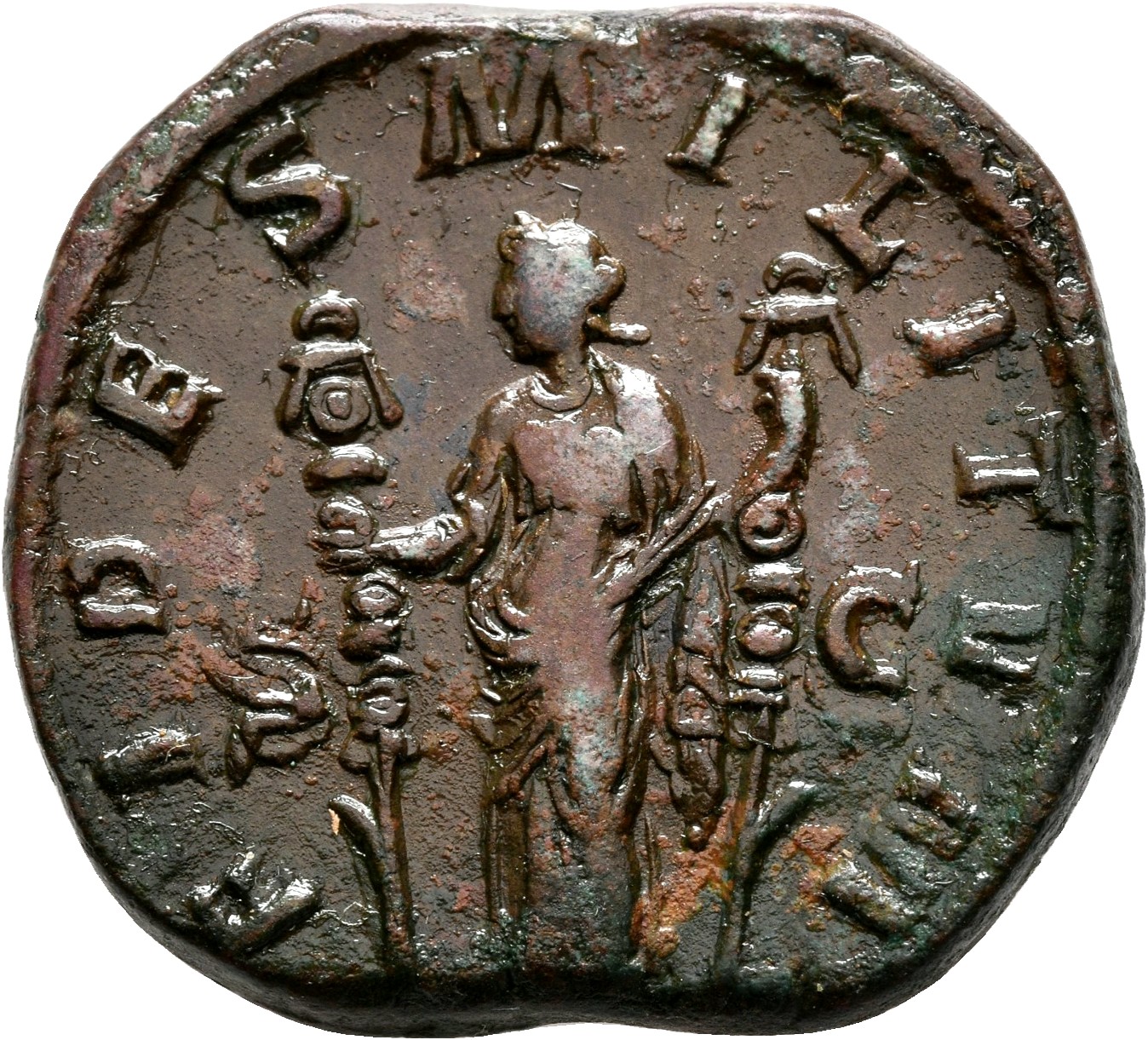 RIC IV Philip I 172A Philip The Arab reverse — Fides, draped, standing left, holding two standards
